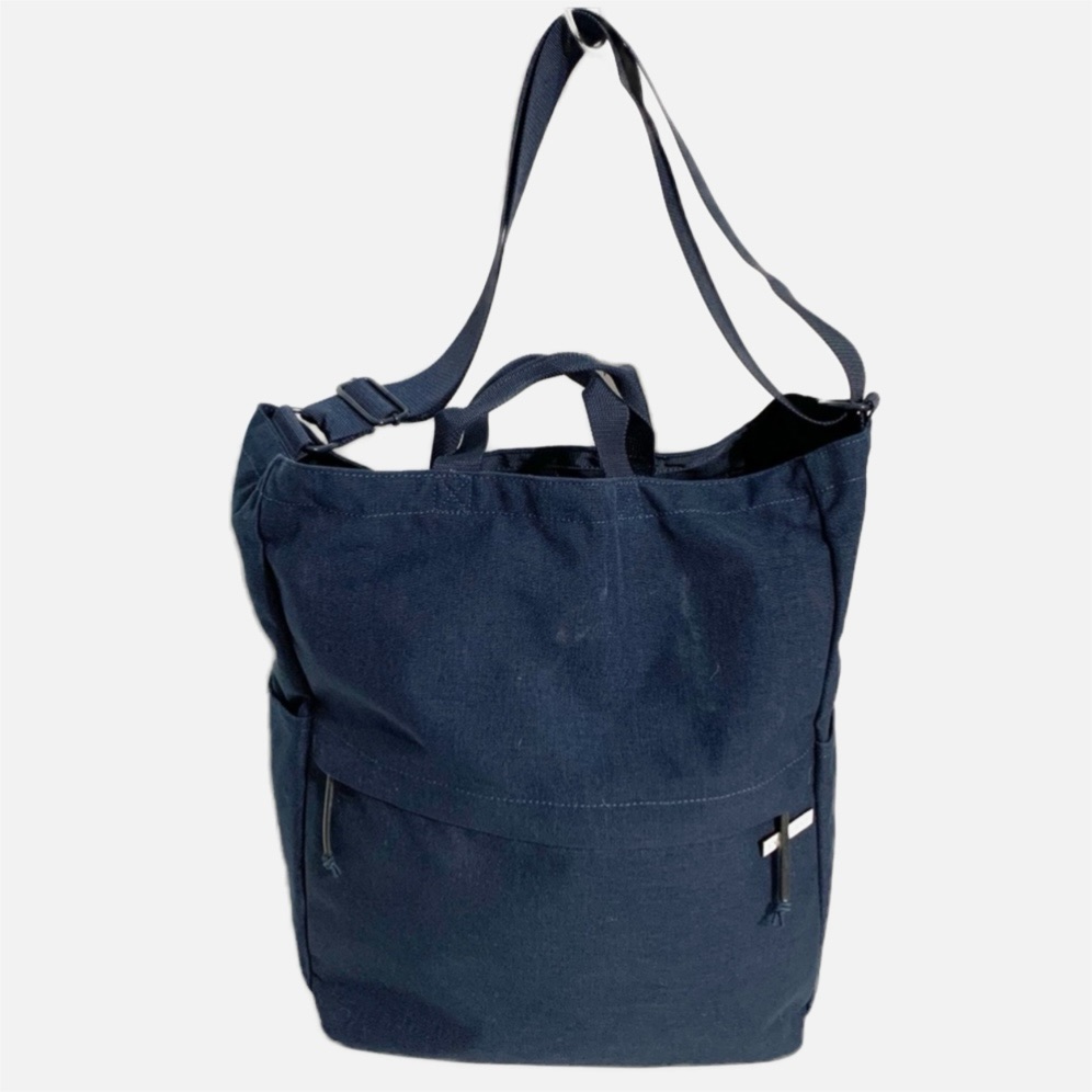 Everlane Nylon Poly Shopping / Computer Crossbody Tote Bag Navy Blue Adjustable